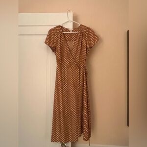 Polka Dot Wrap Dress in Brown